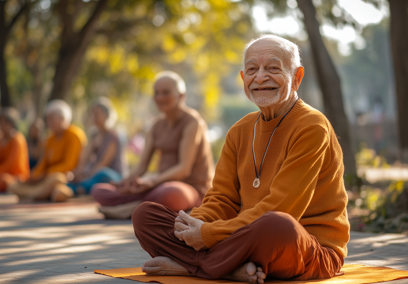 Жінка середнього віку практикує йогу